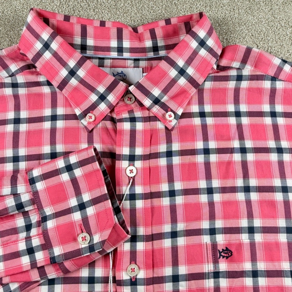 Southern Tide Sportshirt Mens XL Pink NWT Beachrock Plaid Button Down Snapper